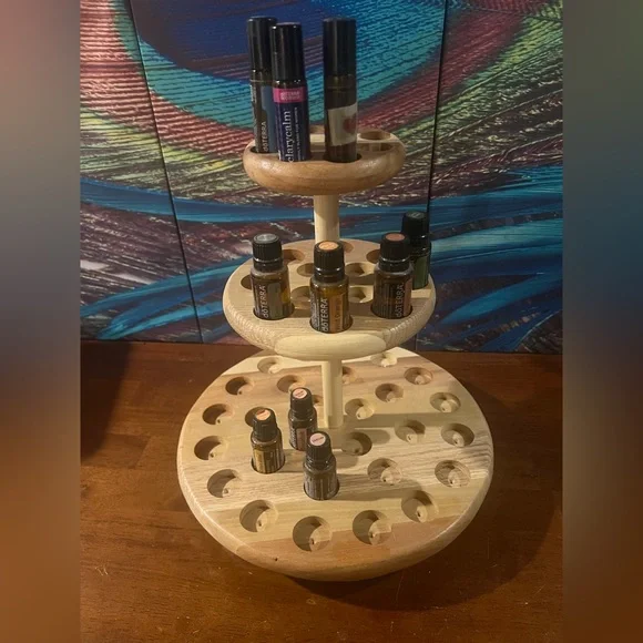 48 Wooden Essential Oil Holder. Hand crafted Organizer Display Stand – Brand New - Picture 2 of 7